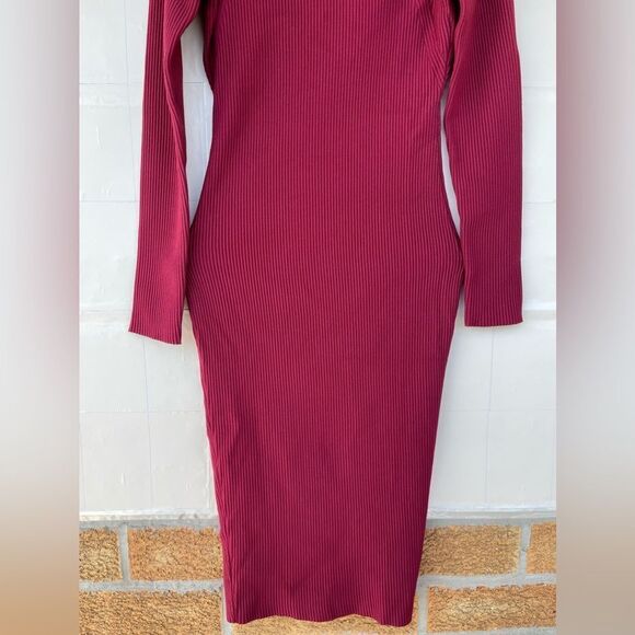 Rebecca Minkoff Magri in Wine Ribbed Knit Cutout Zip Back Dress small - Picture 6 of 13